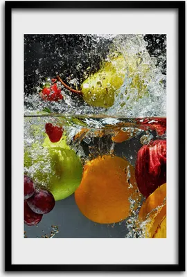 Produktbild von Bild - Bilderrahmen - 40 cm x 60 cm - MDF - Rahmen - Wandkunst - Frucht unter Wasser
