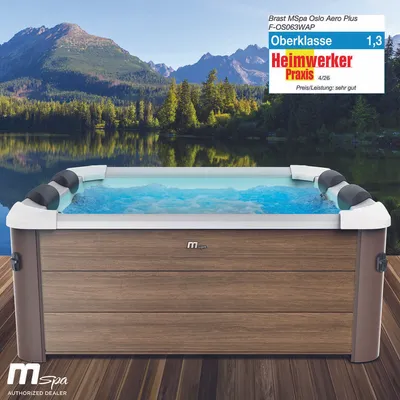 Produktbild von BRAST Whirlpool MSpa Amber Aero Plus mit Fester Außenwand | 180x180x65cm für 6 Personen | 140 Massagedüsen | LED-Beleuchtung in 20 Farben | Ganzjähriger Einsatz Winterfest | In & Outdoor Pool