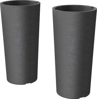 Produktbild von Stapelbares Pflanzgefäß-Set mit Drainage, 60 cm, Dunkelgrau