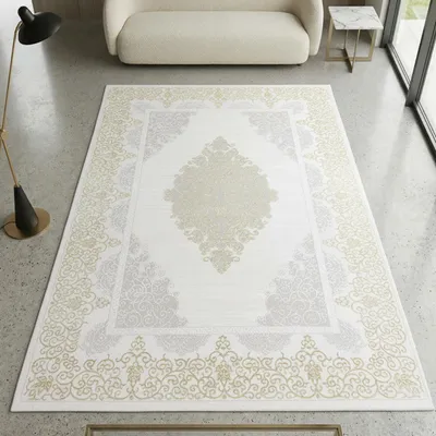 Obrázek produktu pro Koberec s orientálním nádechem | | bílá zlatá šedá Velikost - 100 x 200 cm