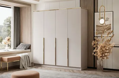 Produktbild von Kleiderschrank AURORA 4D KASCHMIR mit goldenen Chromgriffen