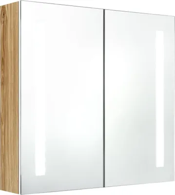 Produktbild von vidaXL LED-Bad-Spiegelschrank Weiß und Eichen-Optik 62x14x60 cm