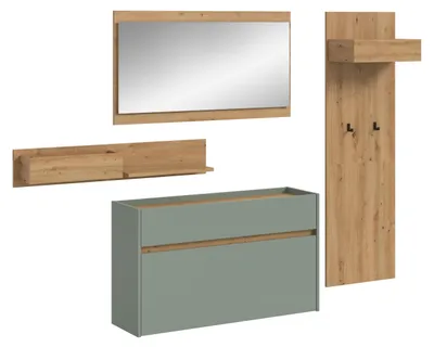 Produktbild von Garderoben-Set Drive | Salbei / Artisan Oak | 4-teilig