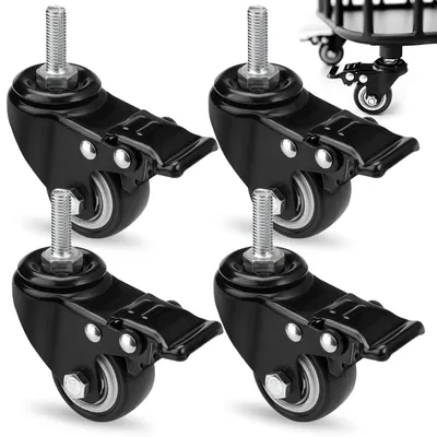 Productafbeelding van Meubelwielen 50 mm, M8 draad, 360° rotatie, voor zware lasten, set van 4