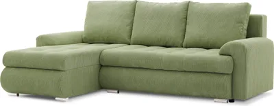 Produktbild von Ecksofa TOKIO VI PRO mit Schlaffunktion! Eckcouch mit Bettkasten! Stoff: POSO 047 Olivgrün (muster 1) Links