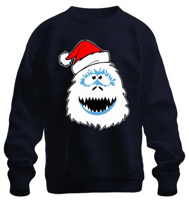 Produktbild von Weihnachts-Yeti Kopf fröhlicher Schneegeist Retro Sweatshirt Pullover, Navy, XL
