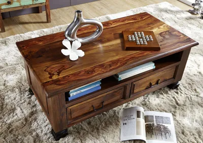 Produktbild von MASSIVMOEBEL24 Couchtisch Sheesham 115x60x45 braun lackiert NEW BOSTON #203