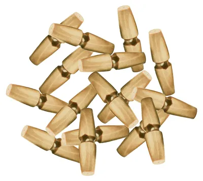 Produktbild von 20 Knebelknöpfe Holz Knebelknopf 1-Loch Knopf Knöpfe Olivenform Kerbe 8 Farben / 7 Größen, Größe:50 mm | hellbeige