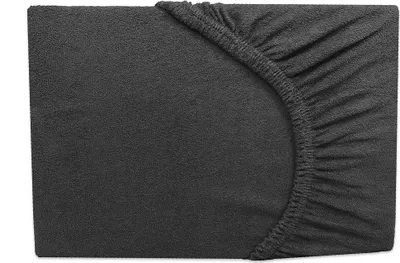 A dark gray fitted sheet is folded and presented on a white background.