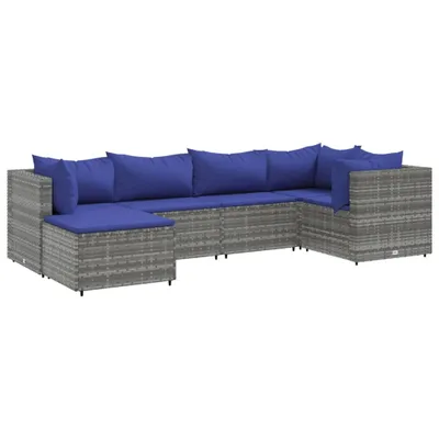 Obrázok produktu pre vidaXL 6-dielna záhradná súprava s vankúšmi Grey Poly Rattan