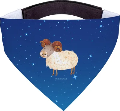 Produktbild von Mr. & Mrs. Panda Hundehalstuch Sternzeichen Widder - Sternenhimmel Blau - Geschenk, Halstuch Für Hunde, Bock, Geburtstag April, Tuch, Hund, Schafbock, März