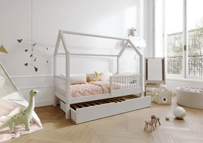 Obrázok produktu pre TIMBEE ZOJA Duo posteľ dvojlôžko Detská drevená posteľ so zásuvkou s funkciou spánku - sivá - 100x200cm