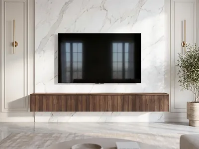Produktbild von AX LIVING Barvo 3x100 TV Kommode Lowboard Dunkelbraun Nussbaum Warmia H