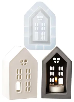 Immagine prodotto di Stampo in silicone a forma di casa, grande, 15 cm. Ideale per creare candele, portacandele, oggetti in resina epossidica, cemento o gesso
