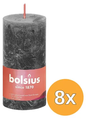Productafbeelding van 8x Bolsius Rustiekkaars 100/50 Stormygrey (1 stuk)