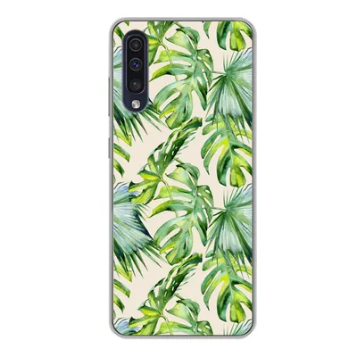 Produktbild von MuchoWow® Handyhülle Schutzhülle Hülle für Samsung Galaxy A50 Blätter - Muster - Monstera Silikon Softcase Handy Hülle - Mobiltelefonhülle