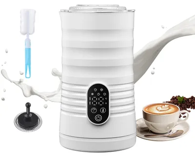 Milchaufschäumer 5-in-1, 350 ml, Edelstahl, weiß