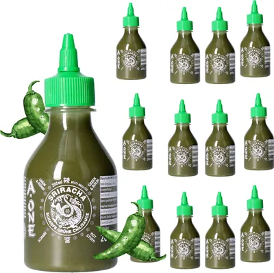 Produktbild von A-ONE Sriracha Sauce Green Chili 12 x 200ml Hot Chilli Grüne Chilisauce - Perfekt für Gastro