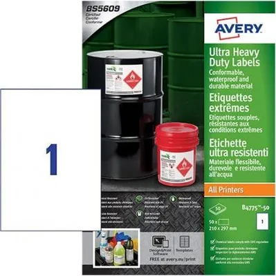 Image de Avery B4775-50 étiquette auto-collante Rectangle Permanent Blanc 50 pièce(s)