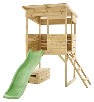 Image de Westmann Maison en bois sur pilotis Wildnis Maison de jeu avec toboggan Nature 241x167x205 cm