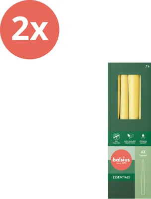 Image de Bolsius - Bougies gothiques - 245/24 - 4 pièces par paquet - Sunny Yellow - Pack avantage - 8 pièces - 2 emballages