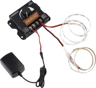 Zdjęcie produktu dla Regulator jasności LED z modulacją PWM, 12/24 V DC, 30 A, z przełącznikiem i metalową obudową do taśm LED