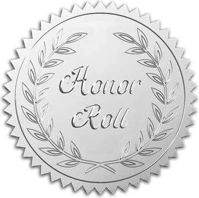 Obrázok produktu pre CRASPIRE 5 cm fóliová nálepka Honor Roll, 100 ks. Strieborná