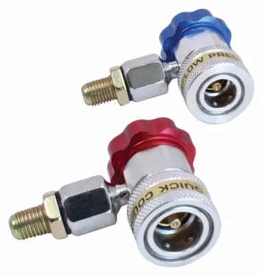 Obrázok produktu pre Rýchlosppojky pre klimatizáciu R134A, s ventilom, 90 stupňov