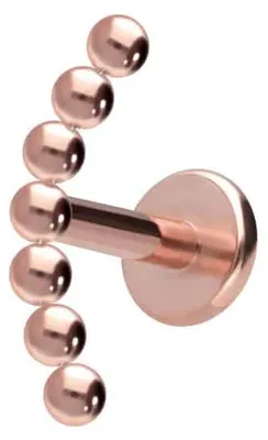 Produktbild von Ohrpiercing, Nasenpiercing Titan Labret mit Innengewinde 7 KUGELN RoséGold Stablänge: 8mm | Stabstärke: 1,2mm