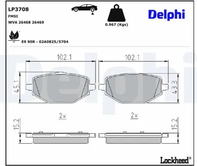 Produktbild von DELPHI Bremsbeläge Satz Hinten Bremsklötze für RENAULT Megane IV Grandtour (K9A/M/N) LP3708