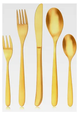Produktbild von Matt Gold Besteckset 30-teilig für 6 Personen, Edelstahl Essbesteck, Menübesteck, spülmaschinenfest
