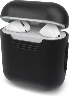 Image de subtel - Étui souple de protection en Silicone couleur noir. Coque de protection ultra fine et antidérapante de rangement pour Apple AirPods AirPods 2