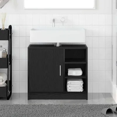 Immagine prodotto di Maison Exclusive - Mobile da bagno con ante effetto rovere nero 63 x 29 x 55 cm