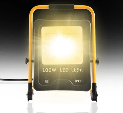 Obrázek produktu pro UISEBRT 100W LED reflektor teplá bílá Super jasný LED přenosný venkovní reflektor Vodotěsný IP66 Reflektor Světlo pro zahradu, garáž Reflektor s 3m zástrčkou Osvětlení A++