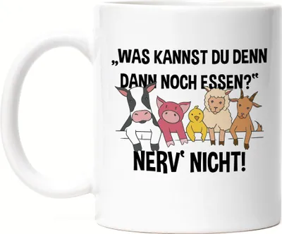 Produktbild von Vegan Vegetarier Lustige Tasse Geschenkidee Plant-Based Tierwohl Nerv Nicht Fleischesser