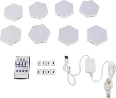 Obrázek produktu pro Šestiúhelníkové nástěnné světlo LED, dálkové ovládání, nástěnné osvětlení pro domácí dekorace, obývací pokoj, herna
