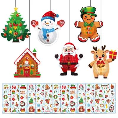 18-teiliges Weihnachts-Wabenanhänger- und Aufkleber-Set, DIY-Deko