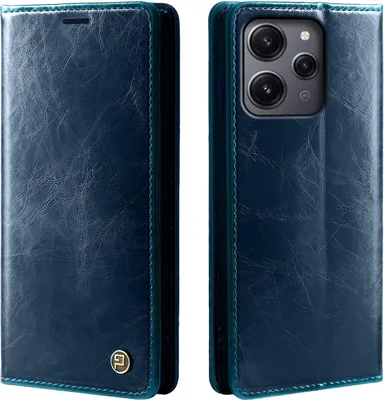 Produktbild von Handyhülle für Xiaomi Redmi 12 Kunstleder Flip Cover Hülle RFID Schutz Case Kartenfach Farbe: Blau