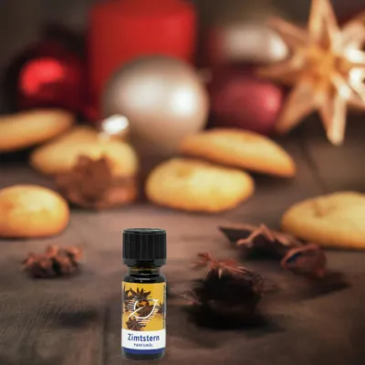 Produktbild von Zimtstern Duftöl 10 ml – warmer Weihnachtsduft, winterlicher Raumduft mit Zimtduft für Diffuser & Duftlampe für Gemütlichkeit > gemütliche Abende
