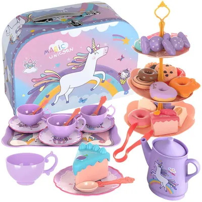 Produktbild von Kruzzel 26368 Teeservice für Kinder im Koffer, Einhorn