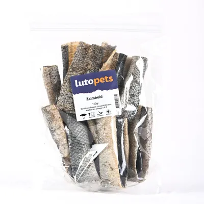 Imagen del producto de Lutopets Lachshaut – 150 g – Snack de pescado deshidratado para perros