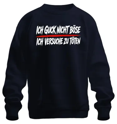 Immagine prodotto di Maglietta o felpa con scollo a V, colore blu navy, taglia L, con scritta sarcastica