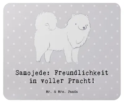 Produktbild von Mr. & Mrs. Panda Mouse Pad Samojede Freundlichkeit - Grau Pastell - Geschenk, Hunderassen Vielfalt, Mauspad, sanftmütig, Mousepad, Liebe, Hund, freundliches Wesen, laptop