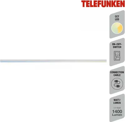 Immagine prodotto di Luce LED sottopensile CCT 14 W plastica bianca 118,5 x 2 x 3 cm Telefunken