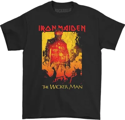 Image de Iron Maiden - "The Wicker Man" T-shirt homme/femme unie RO988 (XXL) (Noir)