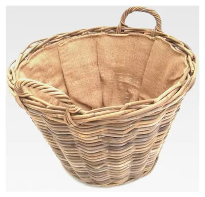 Produktbild von Kaminkorb aus Rattan, grau-beige, mit Futter, Größe 2