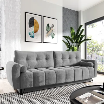 Produktbild von Sofa 3-Sitzer MALAGA mit Schlaffunktion & Bettkasten, Grau