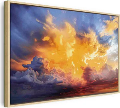 Produktbild von Italienischer Leinwand Leinwandbild - Beautiful Sunset - Clouds in Warm Shades 120x80 cm Muster b-H-10021-b-a