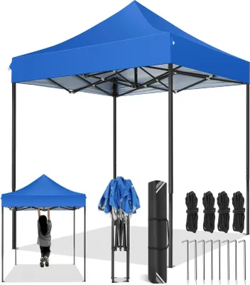 Produktbild von Pavillon, wasserdichte Abdeckung, höhenverstellbar, Blau, 2x2m