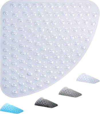 Imagen del producto de Alfombrilla antideslizante para ducha, de forma cuadrada, 54x54 cm, con bordes redondeados, de goma, para usar en la ducha